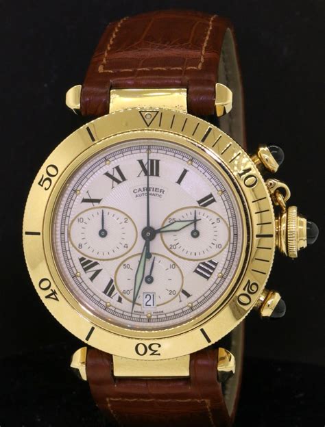 cartier mens gold watch|cartier gold watch men's chronograph.